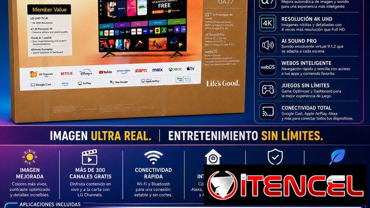 LG de 75” 4K UHD con AI incorporado UA77 Modelo 2025
