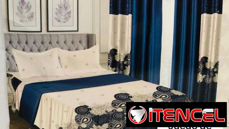 Juego de sábana y cortinas full de 8 piezas (G&L)