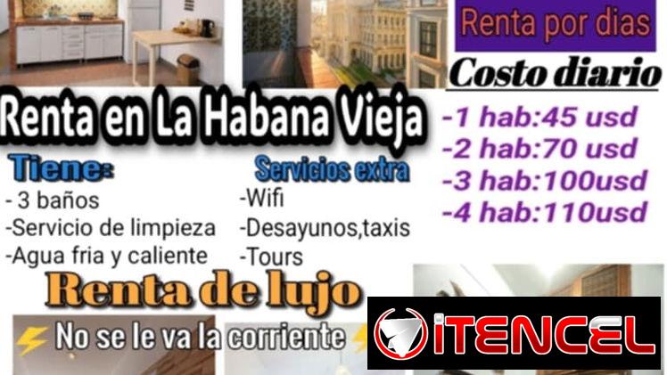 Renta de lujo ,no se va la corriente en la Habana vieja,es por días,pero también mensual