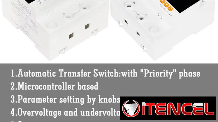 ATS Tranfer y Protector de corriente de sobrevoltaje 2 en 1,  63A 110Vol 2Polos