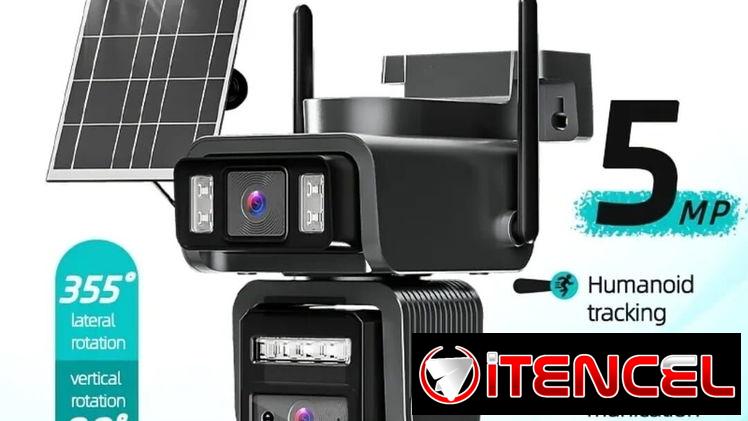 Camara de seguridad de doble cardan con panel solar