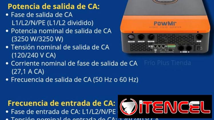 Inversor Híbrido POWMR 6.5KW 120/240VAC – 48VDC 💪  ✅ Onda sinusoidal pura 6500W