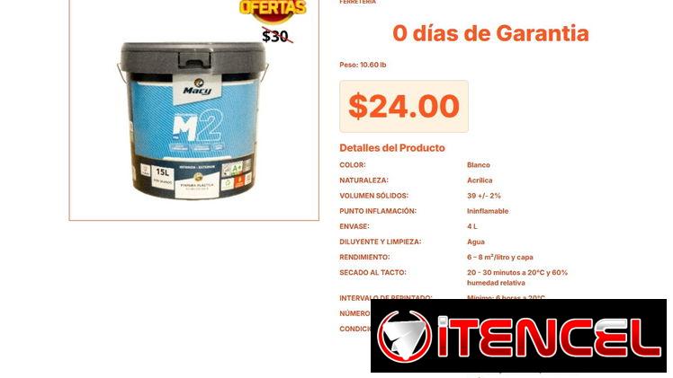 Envase de 4L Pintura Mate M-2 Macy Color Blanco Puro VPT#-0238