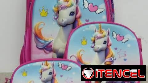 Mochilas con merendero y cartuchera para niñas y niños