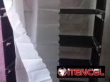 Zapateras de 5 niveles con cortina, negro y blanco
