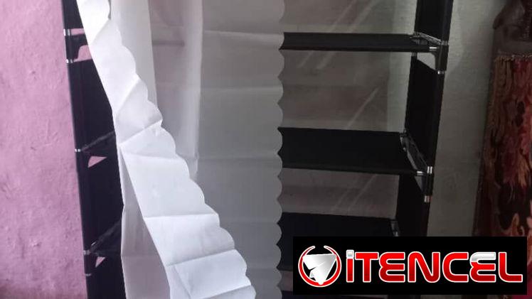 Zapateras de 5 niveles con cortina, negro y blanco