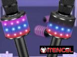 Micrófono de karaoke BONAOK para niños y adultos – micrófonos Bluetooth con luces de disco, efecto eco, altavoz incorpor
