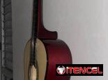 Guitarra con soporte de madera