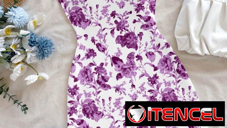 Vestido de verano blanco y morado