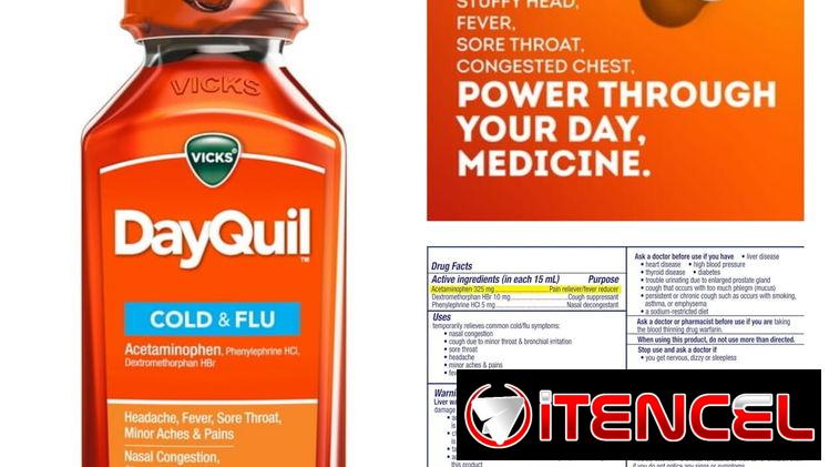 Dayquil y Nyquil jarabes para el catarro, congestión nasal y dolores 12oz