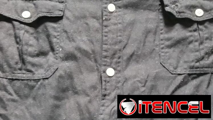 Camisa Hang Ten mangas largas talla XL. Negra botones blancos