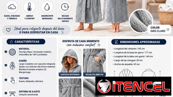 Albornoz Unisex Afelpado con Capucha