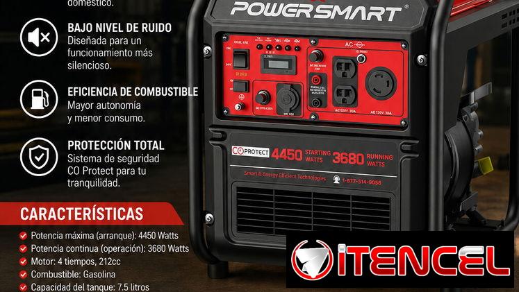 Planta electrica PowerSmart 4450w potencia maxima. Se le puede poner gas de la calle