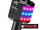 Micrófono de karaoke BONAOK para niños y adultos – micrófonos Bluetooth con luces de disco, efecto eco, altavoz incorpor