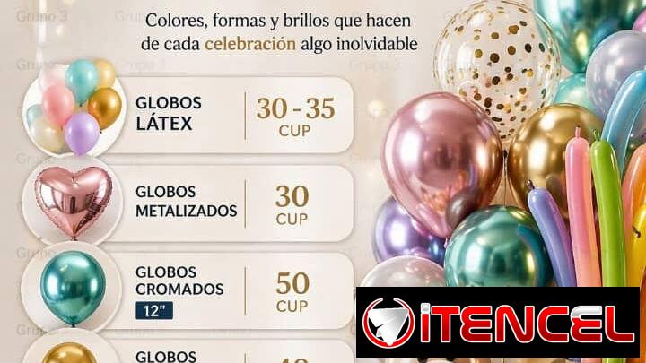Combos de globos látex, cromados, con confetis, de número y mucho más