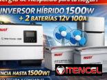 Combo MUST: Inversor Hidrido 1,5Kw (real) + 2 baterías 12v 100A