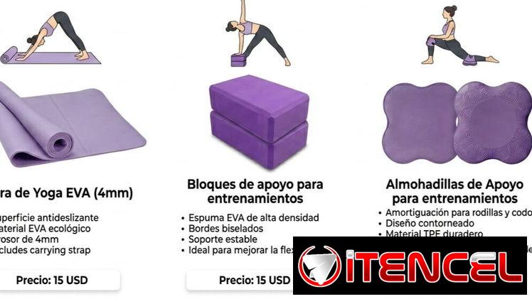 Esteras. Bloques de entrenamientos. Almohadillas de apoyo. Set completo para Yoga y Fitness. Equipaje con lo mejor.