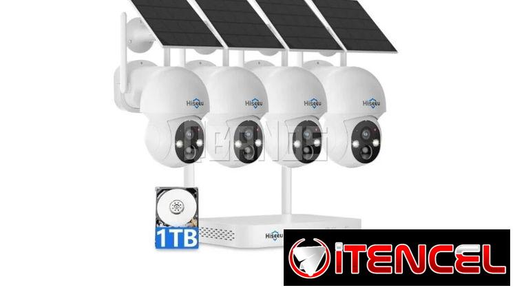 `Hiseeu Solar 4MP Kit 4 Cámaras — Sistema Vigilancia Solar 1TB Sin Corriente 📷☀️`