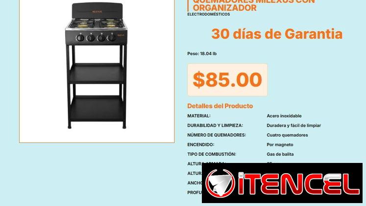 Cocina Milexus 4 Quemadores Altura 85cm Profundidad 49 VPT#-0536