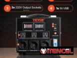TRANSFORMADOR CONVERTIDOR DE VOLTAJE VEVOR 3000VA 110V 220V STEP UP DOWN AUTOMÁTICO NEGRO