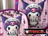 Conjunto de mochila, merendero y Bolsitos. La mochila tiene Luces
