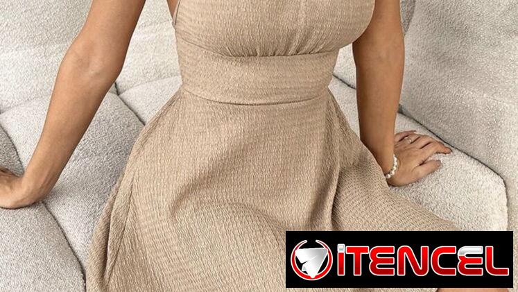 Vestido beige talla S elastizado
