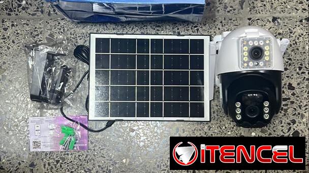 Camara doble lente con panel solar batería interna, conexión vía wifi