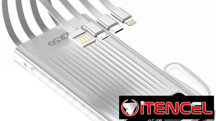 LUCKSO Power Bank 10000mAh con Cable de Carga Integrado USB C