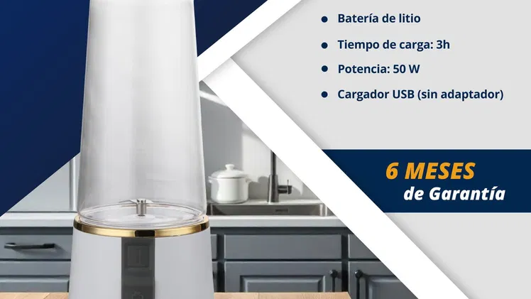 🚧  BATIDORA PORTÁTIL RECARGABLE 300 ML / 50W 1 AÑO DE GARANTÍA 🚧