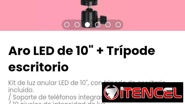 Kit de luz anular LED de 10″, con trípode de escritorio incluido.
