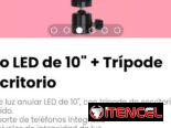 Aro LED de 10″ + Trípode escritorio. Soporte de teléfonos integrado