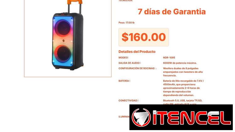 Bocina NDR-1095 de 17.00 lb: Potencia Extrema 6000W y Luces Rítmicas Pro VPT#-0359