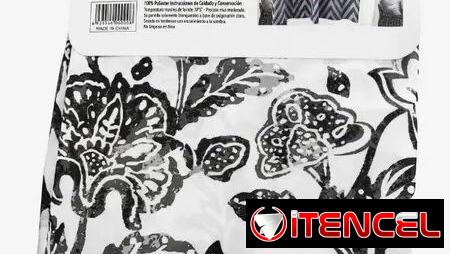 Cortina de Baño Textil Estampada (Floral Gris/Blanco) – Ningbo Home-Tex – SKU 6933544000008