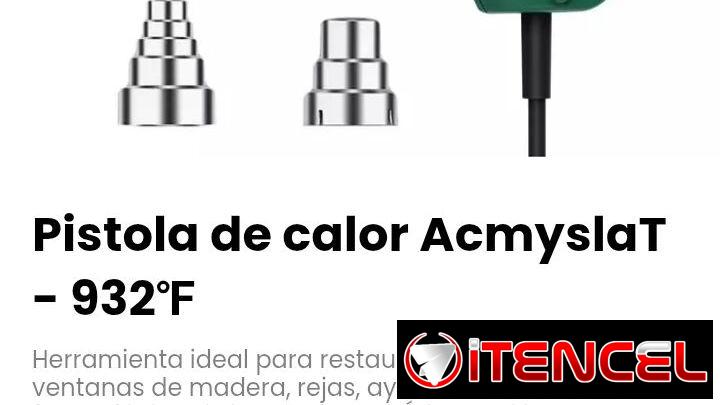 Pistola de calor AcmyslaT – 932℉. Incluye 4 boquillas para diferentes aplicaciones