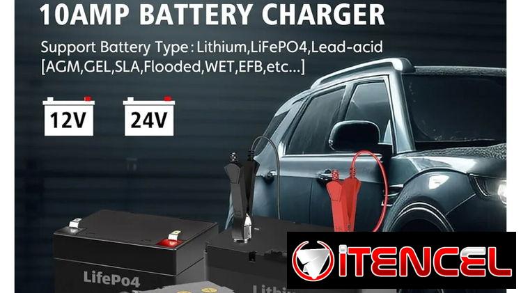 Cargador de bateria inteligente 12v y 24v de 10 amp para todo tipo de bateria