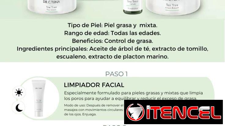 🌱 Línea Tea Tree (Todas las edades – Piel Grasa y Mixta): El control total que tu piel necesita. Regula el exceso de gr