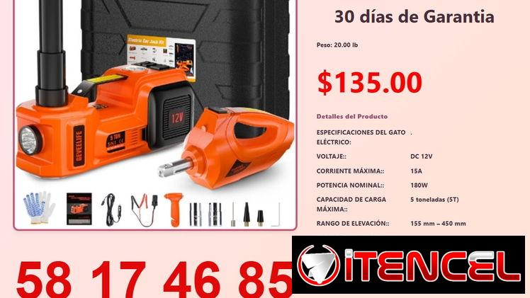 GATO ELÉCTRICO 3 EN 1 CON COMPRESOR DE AIRE (12V) Y LLAVE DE IMPACTO