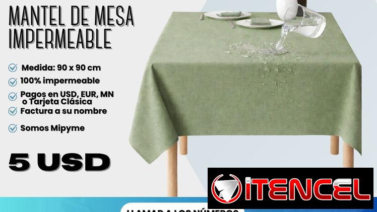 🟩 MANTEL DE MESA IMPERMEABLE 90 x 90 CM 💲 Precio: $5 USD