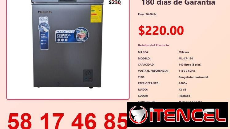 NEVERA HORIZONTAL MILEXUS 140L (5 PIES CÚBICOS)