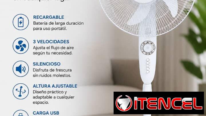 🌬️❄️ Ventilador Recargable MILEXUS 16″ ❄️🌬️