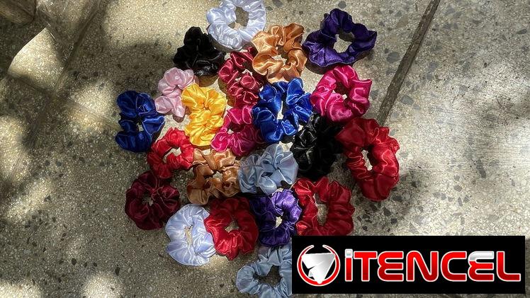 Gorros de satin por encargo y felpas scrunchies
