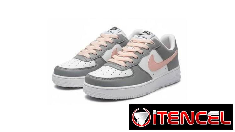 NO.36 TENIS NIKE AIR FORCE GRIS  CON BLANCO Y ROSADO