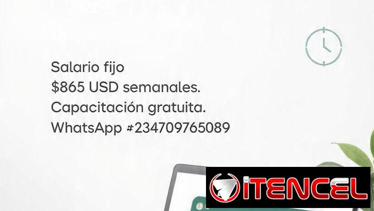 2 Horas al Día $865 USD Semanales Trabajo 100% Remoto