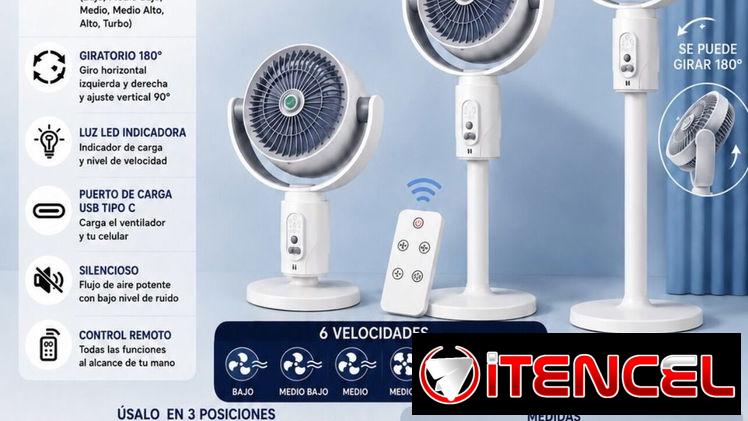 Ventilador recargable mesa, pie y pedestal 6-24horas