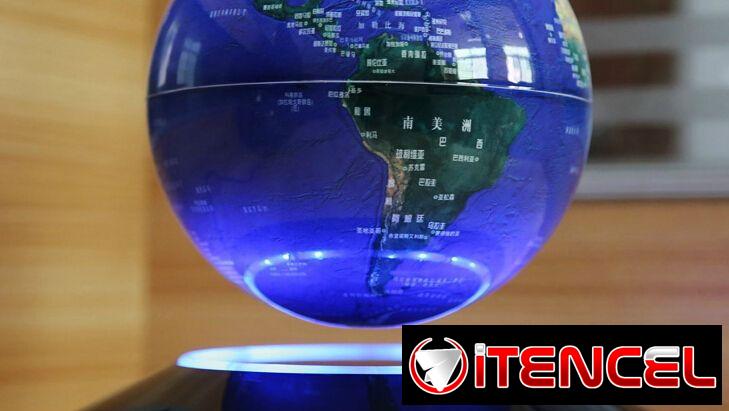 Globo terráqueo levitante.   60 usd  Gira completamente en el aire,,, Iluminado en azul brillante Trabaja con 110 y 220