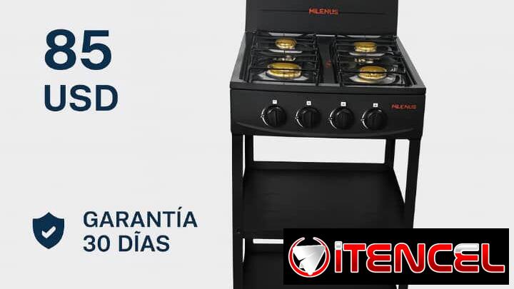 COCINA DE GAS DE CUATRO QUEMADORES MILEXUS CON ORGANIZADOR