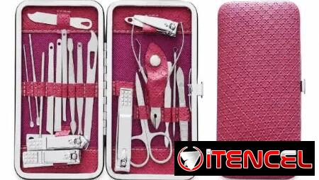 KIT DE MANICURA Y PEDICURA CON ESTUCHE PREMIUM 12 PCS