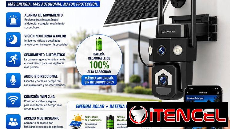 Cámara vigilancia continua 24/7. Wifi. Solar. Recargable