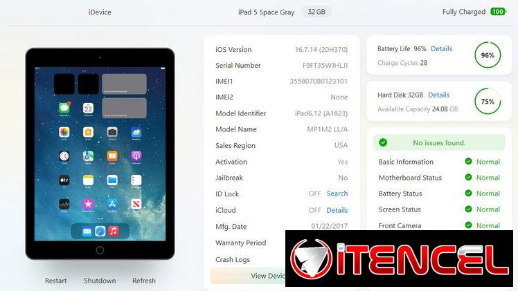 90 USD🔥 iPad (5.ª generación) – SPACE GRAY – 32GB