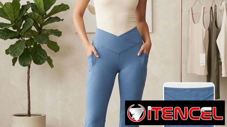 Pantalón licra deportivo campana con detalle de pico en cintura Talla XS/S 20usd